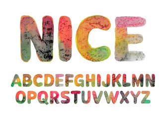 Fototapete - Nice watercolor vector alphabet