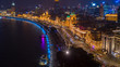 The bund at night, The Bund is a financial district and business centre in the city, Shanghai Bund historical buildings old colonial buildings, Popular tourist destination, Aerial view, China.
