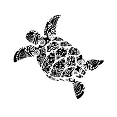 Zentangle Turtle. SVG clipart ocean. Sea mandala wall art. Vacation.