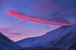  norway landscape nature of the winter mountains of Spitsbergen Longyearbyen  city Svalbard   arctic   polar night sunset pink sunrise sky