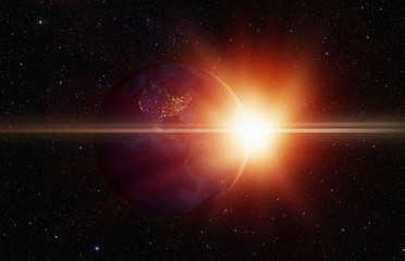 Poster - Planet Earth with a spectacular sunset 