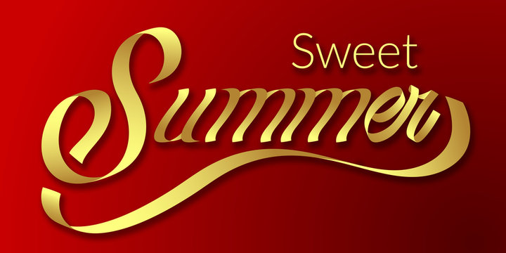 Sweet Summer hand drawn lettering phrase illustration