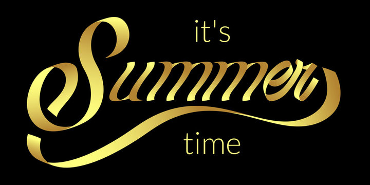 It's Summer Time hand drawn lettering phrase illustration