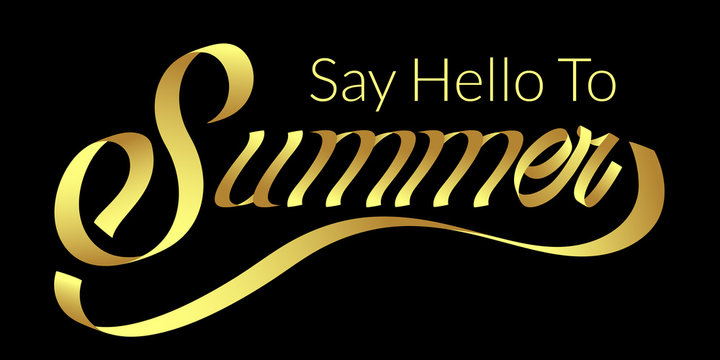 Say Hello To Summer hand drawn lettering phrase illustration