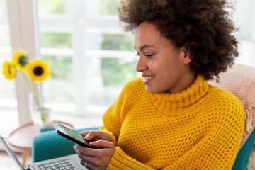 Sticker - Woman typing a text message