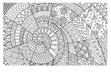 Abstract Line Art For Background, Wall Decoration, Engraving, Adult Coloring Book,coloring Page And Other Design Element. Vector Illustrations.