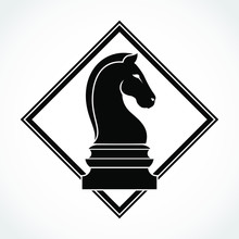 Chess Horse Knight On Square Logo Design