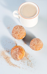 Poster - Fried donuts on  light gray  background.