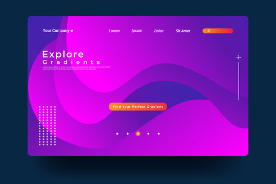 Website Landing Page with gradient colorful Background. Modern design. Easy editable For landing page, banner, website, homepage, card, ui, or apps. Vector illustration