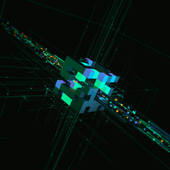 Wall Mural - Abstract concept of big data.  Information transfer. 3d illustration