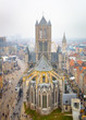 Saint Bavo's Cathedral architecture in Ghent Belgium on a cloudy winter European day