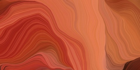 Poster - card, poster or canvas design with abstract waves illustration with coffee, firebrick and dark red color