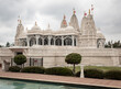 White Houston Hindu temple on a cloudy day