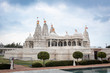 White Houston Hindu temple on a cloudy day