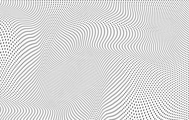 Poster - Halftone dots illustration. Half tone mosaic pixels wavy background.