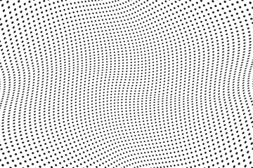 Poster - Halftone dots illustration. Half tone mosaic pixels wavy background.