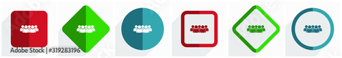 Photographie Group of people, team, teamwork icon set, flat design vector illustration in 6 o