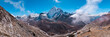 Panoramic view of Ama Dablam and Himalayan Mountains from Nangkar Tshang View Point, Dingboche, Sagarmatha national park, Everest Base Camp 3 Passes Trek, Nepal