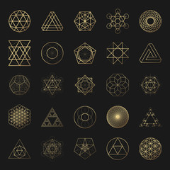 Sacred geometry golden vector design elements collection