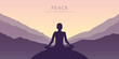 © krissikunterbunt - peace of mind meditation concept silhouette with mountain background vector illustration EPS10