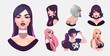 Set of of sexy women illustrations. Beautiful girls stickers for t-shirts, posters, sweatshirts and souvenirs