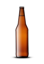 Full Brown Beer Bottle With Drops