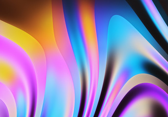 Poster - 3D render. Abstract wavy flow background. Colorful geometric wallpaper.