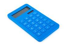 Big Blue Calculator Isolate On A White Background