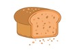 Piece of bread with bread crumbs. Cartoon vector illustration. May use for sticker or web application. Flat style picture isolated on white background.