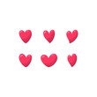 Set of red hearts. Vector isolated illustration.