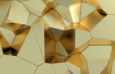 Wall Mural - 3d render, golden modern shattered wall texture, random clusters digital illustration, abstract geometric background. Wealth and Prosperity reach concept architecture