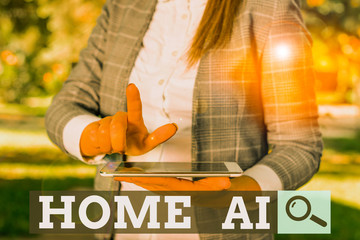 Poster - word writing text home ai. business photo showcasing home solution that enables automating the bulk 