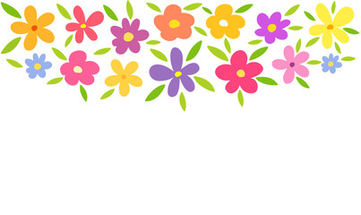 Wall Mural - colorful flowers border background.