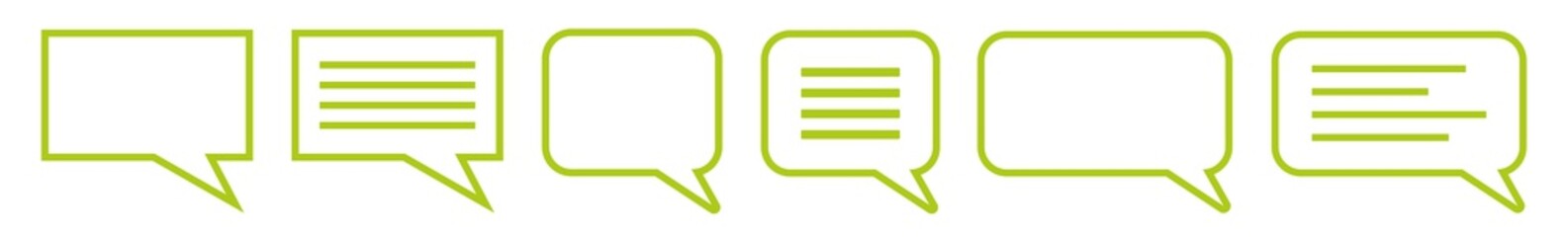 Wall Mural - speech bubble balloon lines icon green | blank shape bubbles | communication symbol | message logo |
