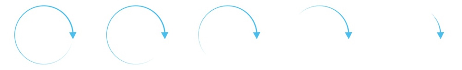 Fototapete - Arrow Icon Blue | Circle Arrows | Infographic Illustration | Direction Symbol | Curved Loading Logo | Up Sign | Isolated | Variations