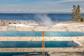 Wall Mural - Railing around the Black Pool at Yellowstone National Park