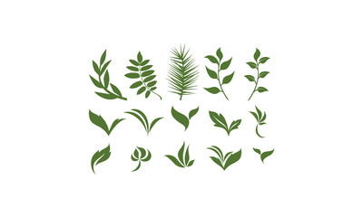 Wall Mural - Set Vector Royalty Logo Design Inspiration Green Leaf Icons