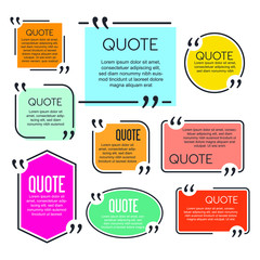 Leinwandbilder - Colored quote speech bubble template. set different shape geometric texting boxes. Quotes form and speech box isolated on white background. Vector illustration.