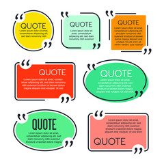 Aufkleber - Colored quote speech bubble template. set different shape geometric texting boxes. Quotes form and speech box isolated on white background. Vector illustration.