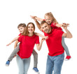 © Pixel-Shot - Portrait of happy family on white background