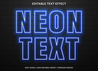 Poster - neon text effect template with glowing type style and bright concept use for brand label and logotyp