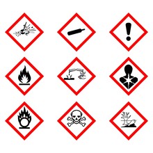 Flame, Exclamation Mark, Health Hazard, Skull & Crossbones, Exploding Bomb, Flame Over Circle, Corrosion, Gas Cylinder, Environment, Symbol Collections,Warning Sign Of Globally Harmonized System 