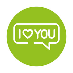 Poster - silhouette of speech bubble with heart on green background