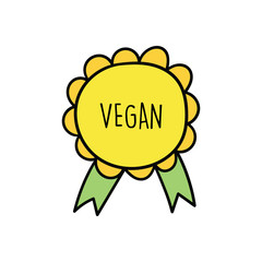 Canvas Print - Cartoon Vegan Medal With Ribbon