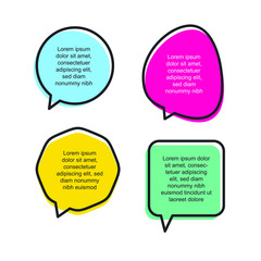 Leinwandbilder - Colored quote speech bubble template. set different shape geometric texting boxes. Quotes form and speech box isolated on white background. Vector illustration.