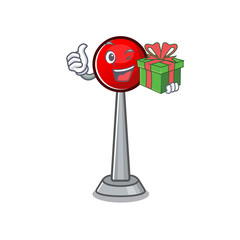 Poster - Smiley antenna character with in gift box