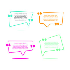 Leinwandbilder - Colored quote speech bubble template. set different shape geometric texting boxes. Quotes form and speech box isolated on white background. Vector illustration.