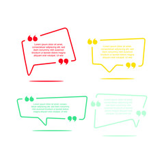 Leinwandbilder - Colored quote speech bubble template. set different shape geometric texting boxes. Quotes form and speech box isolated on white background. Vector illustration.