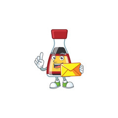 Sticker - Cheerfully say asian sauce mascot design with envelope