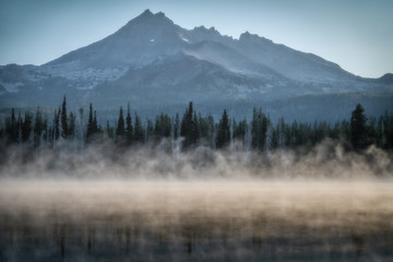 Wall Mural - Misty Morning on the Lake - Sparks Lake - Bend Oregon